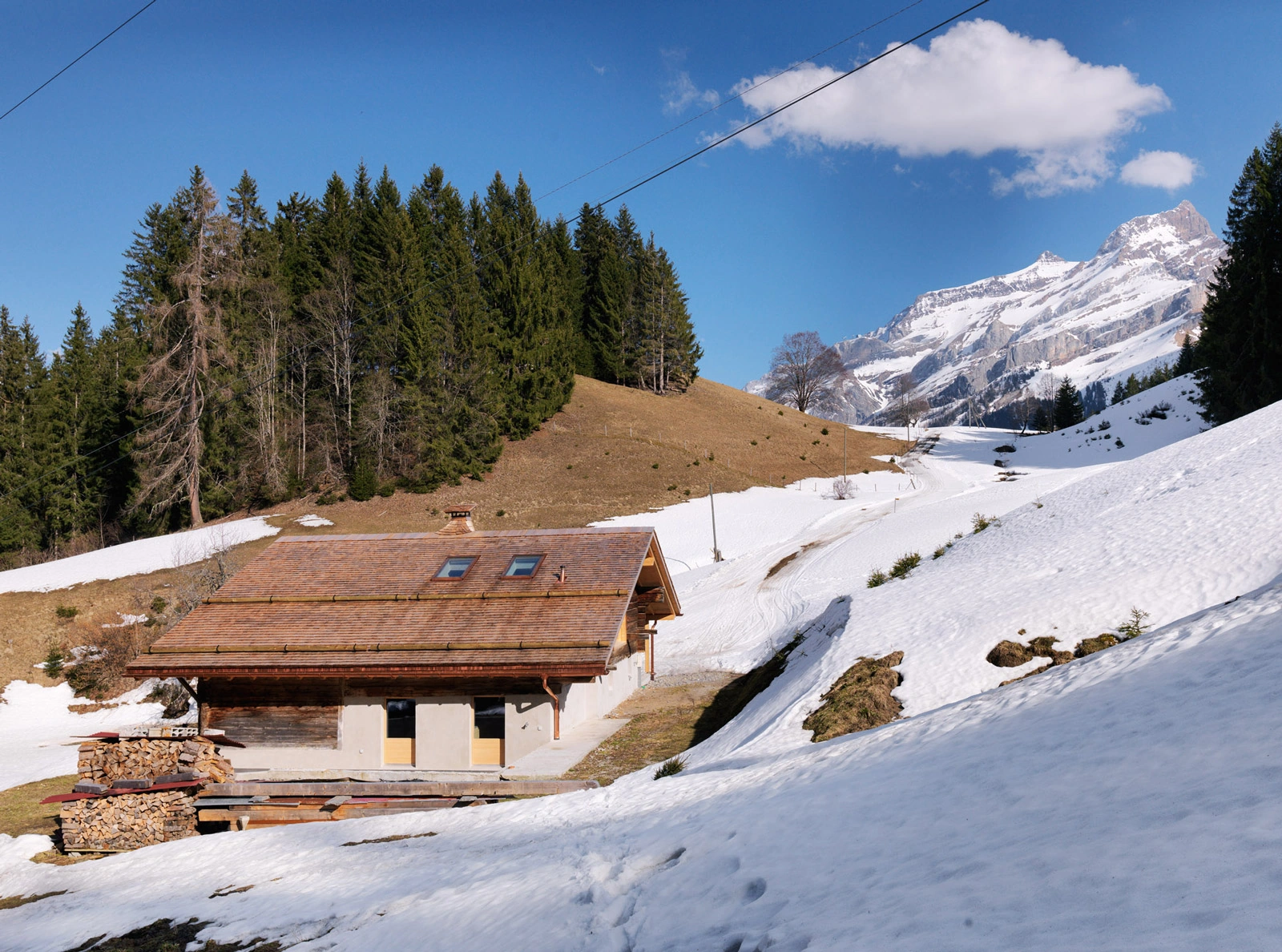 Chalet dans un paysage enneigé aux Diablerets