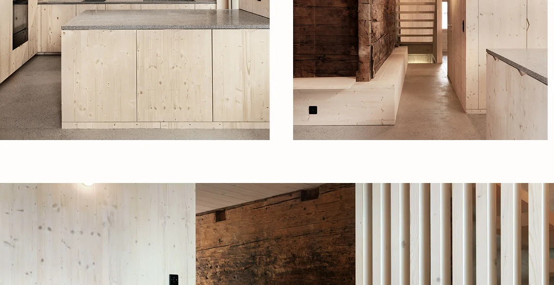 Détail de menuiserie entre bois ancien et lames verticales